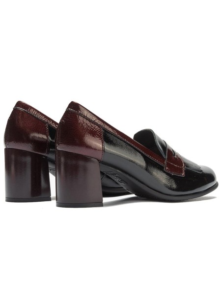 JucaZapatos - Pitillos 11654 - NEGRO/BURDEOS - Mocasín antifaz flecos combinado charol bicolor Negro-Burdeos