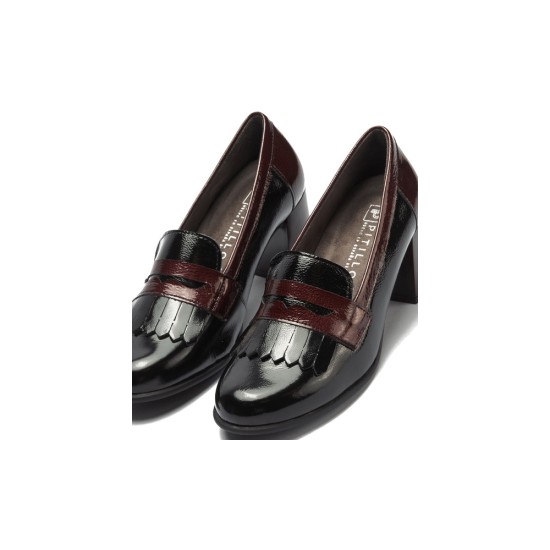 JucaZapatos - Pitillos 11654 - NEGRO/BURDEOS - Mocasín antifaz flecos combinado charol bicolor Negro-Burdeos