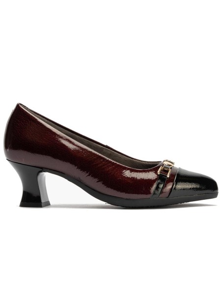 JucaZapatos - Pitillos 11682 - NEGRO/BURDEOS - Salón puntera con adorno combinado charol Negro-Burdeos