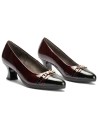 JucaZapatos - Pitillos 11682 - NEGRO/BURDEOS - Salón puntera con adorno combinado charol Negro-Burdeos