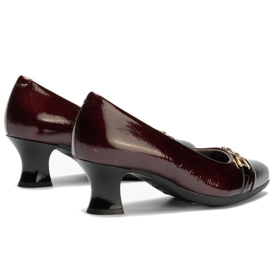 JucaZapatos - Pitillos 11682 - NEGRO/BURDEOS - Salón puntera con adorno combinado charol Negro-Burdeos