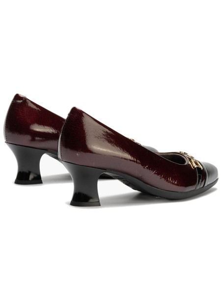 JucaZapatos - Pitillos 11682 - NEGRO/BURDEOS - Salón puntera con adorno combinado charol Negro-Burdeos