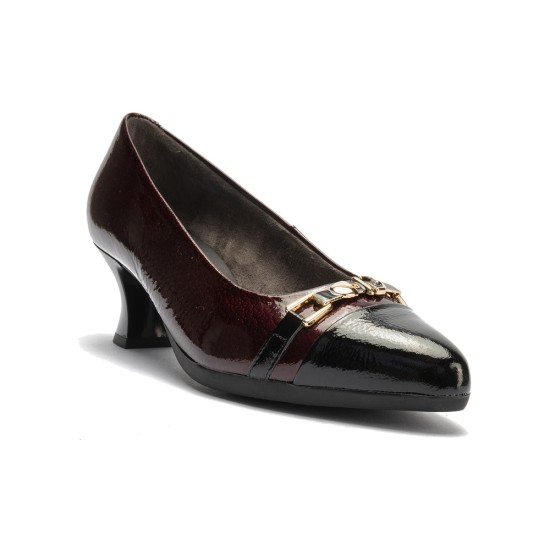 JucaZapatos - Pitillos 11682 - NEGRO/BURDEOS - Salón puntera con adorno combinado charol Negro-Burdeos