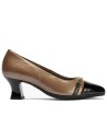 JucaZapatos - Pitillos 11682 - NEGRO/TOPO - Salón puntera con adorno combinado charol Negro-Topo