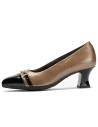 JucaZapatos - Pitillos 11682 - NEGRO/TOPO - Salón puntera con adorno combinado charol Negro-Topo