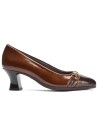 JucaZapatos - Pitillos 11682 - MARRON/CUERO - Salón puntera con adorno combinado charol Marron-Cuero