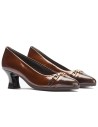 JucaZapatos - Pitillos 11682 - MARRON/CUERO - Salón puntera con adorno combinado charol Marron-Cuero