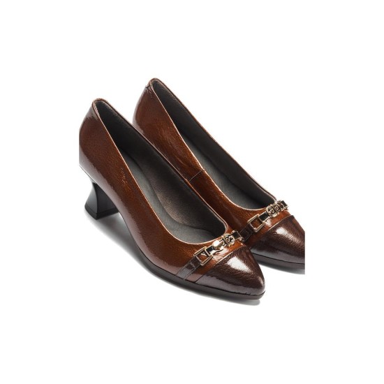 JucaZapatos - Pitillos 11682 - MARRON/CUERO - Salón puntera con adorno combinado charol Marron-Cuero