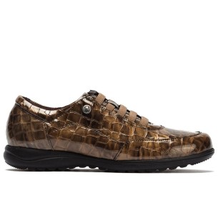 JucaZapatos - Pitillos 11522 - TOPO - Deportivo con eláticos combinado charol con lycra Topo