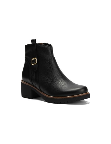 JucaZapatos - Pitillos 20526 - NEGRO - Botín en napa con grano con detalle hebilla lateral Negro