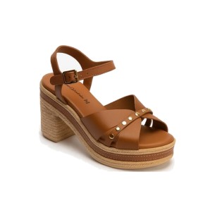 JucaZapatos - Pitillos 11303 - MARINO - Sandalia estilo valenciana con cuña media, detalles en rafia y pulsera Marino
