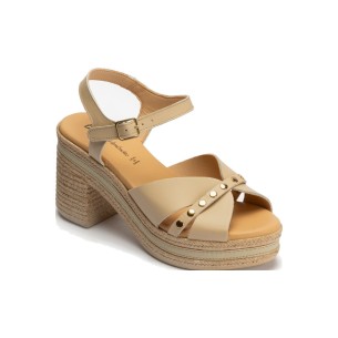 JucaZapatos - Pitillos 11222 - CREMA - Sandalia con tacón alto, pulsera y detalle de adorno Crema