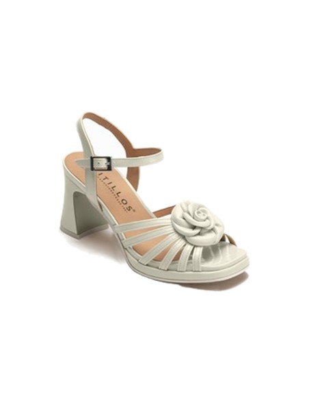 JucaZapatos - Pitillos 11221 - GLACIAL - Sandalia con tacón alto, pulsera y detalle floral en charol Glacial
