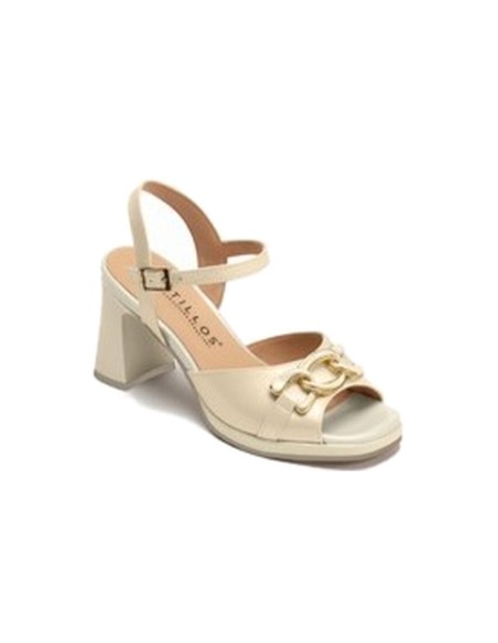 JucaZapatos - Pitillos 11222 - CREMA - Sandalia con tacón alto, pulsera y detalle de adorno Crema