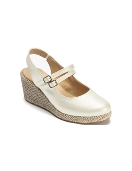 JucaZapatos - Pitillos 11312 - HIELO - Sandalia estilo valenciana con cuña alta y pulseras estilo mercedes Hielo