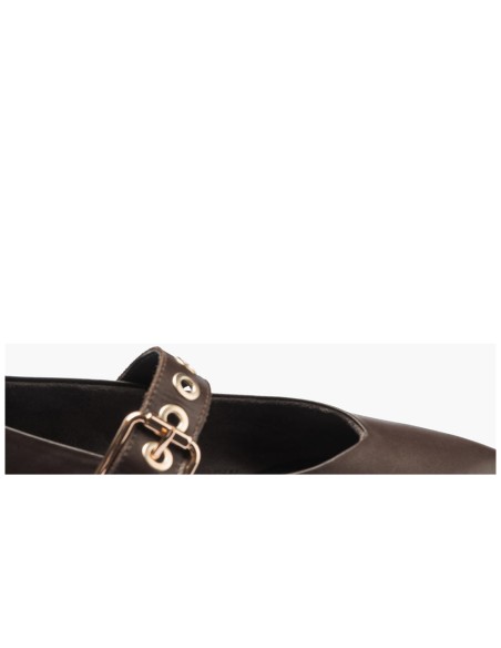 JucaZapatos - Pitillos 11672 - MARRON - Mercedes en napa con maxi hebilla y ojetes Marron