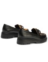 JucaZapatos - Pitillos 11570 - NEGRO/CUERO - Mocasín combinado napa con animal print con adorno Negro-Cuero