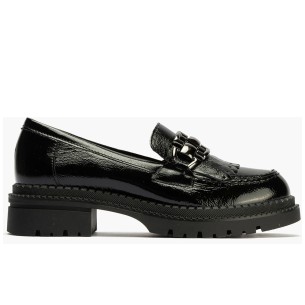 JucaZapatos - Pitillos 20522 - NEGRO - Mocasín en napa con grano con flecos y hebilla Negro