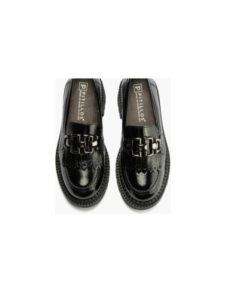JucaZapatos - Pitillos 10790 - NEGRO - Mocasín con Flecos en Charol de mujer color negro