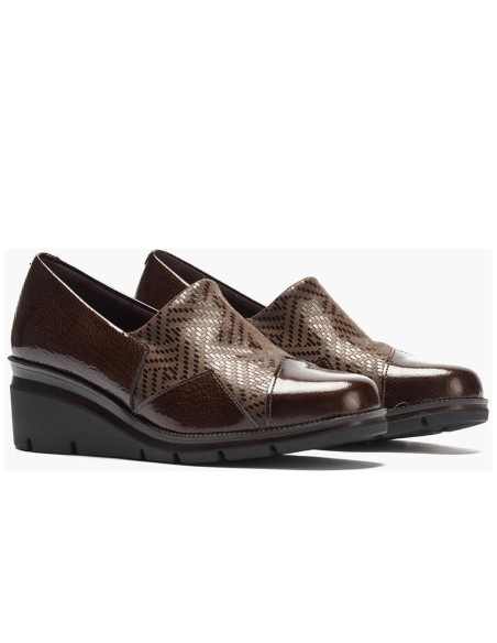 JucaZapatos - Pitillos 11531 - MARRON - Abotinado combinado charol con lycra Marrón
