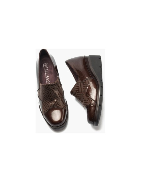 JucaZapatos - Pitillos 11531 - MARRON - Abotinado combinado charol con lycra Marrón