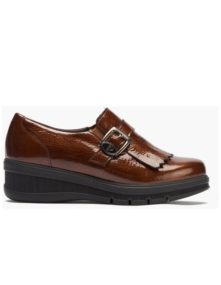 JucaZapatos - Pitillos 11544 - CUERO - Abotinado con flecos y hebilla en charol Cuero