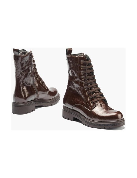 JucaZapatos - Pitillos 11574 - MARRON - Bota militar en charol con cremallera Marrón