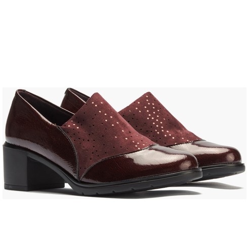 JucaZapatos - Pitillos 11623 - BURDEOS - Abotinado combinado charol con lycra Burdeos