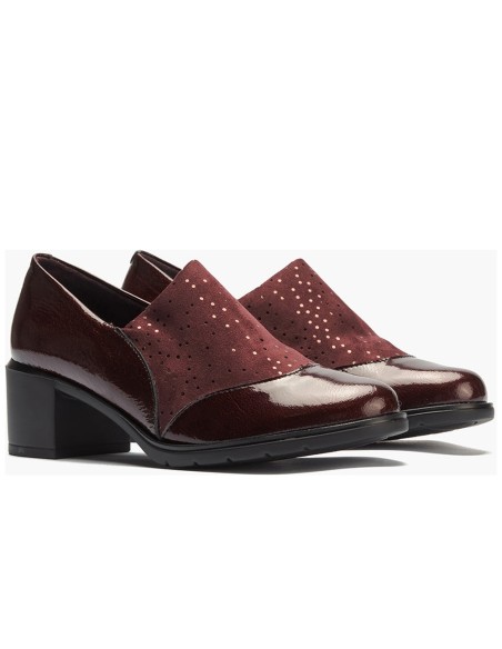 JucaZapatos - Pitillos 11623 - BURDEOS - Abotinado combinado charol con lycra Burdeos