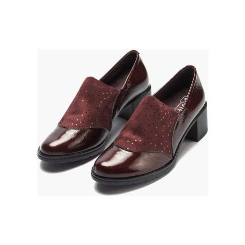 JucaZapatos - Pitillos 11623 - BURDEOS - Abotinado combinado charol con lycra Burdeos