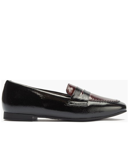 JucaZapatos - Pitillos 11663 - NEGRO/BURDEOS - Mocasín antifaz combinado en charol bicolor Negro-Burdeos